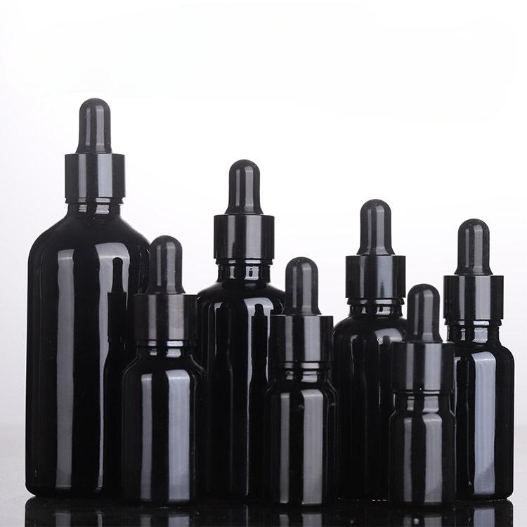 紫晶瓶 10ml30ml黑色精油瓶 5-100ml紫罗兰精油瓶 纯黑原料滴管瓶